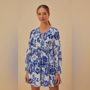 NWT Farm Rio Flowerful Birds Off-White Mini Dress